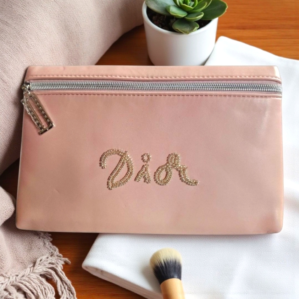 Dior Pink Beaded Cosmetic Makeup Pouch NEW GWP